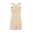 thumbnail image 2 of Fsqjgq Jumpsuits for Women Summer Rompers Outfits Sleeveless Rompers for Women Solid Double Pocket Cotton And Linen Suspender Jumpsuit Bib Overalls Jumpsuits Sleeveless Spaghetti Strap Boho Wide, 2 of 6