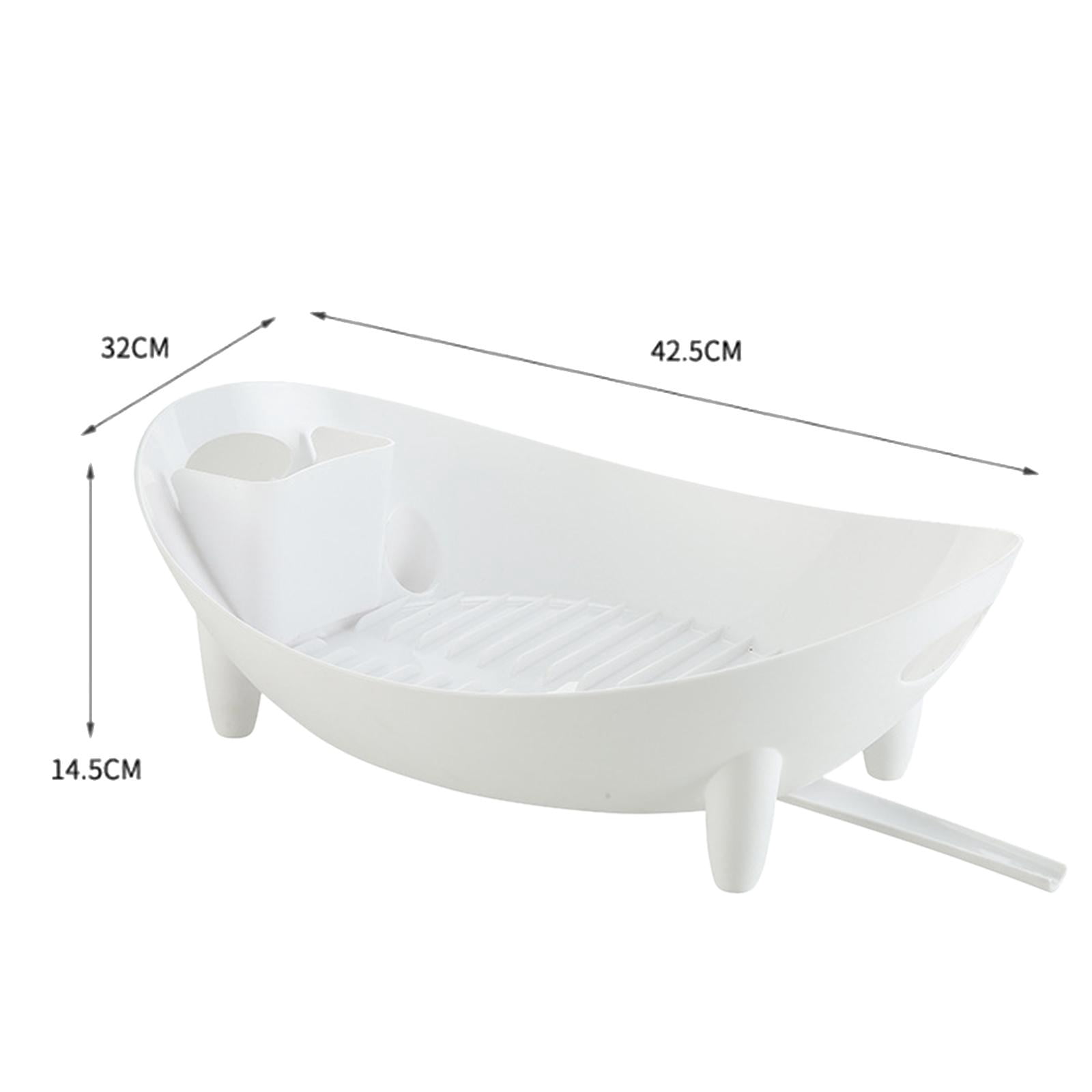 Nishiyuenyi Dish Drying Rack with Water Outlet Multipurpose Durable Kitchen Drain White