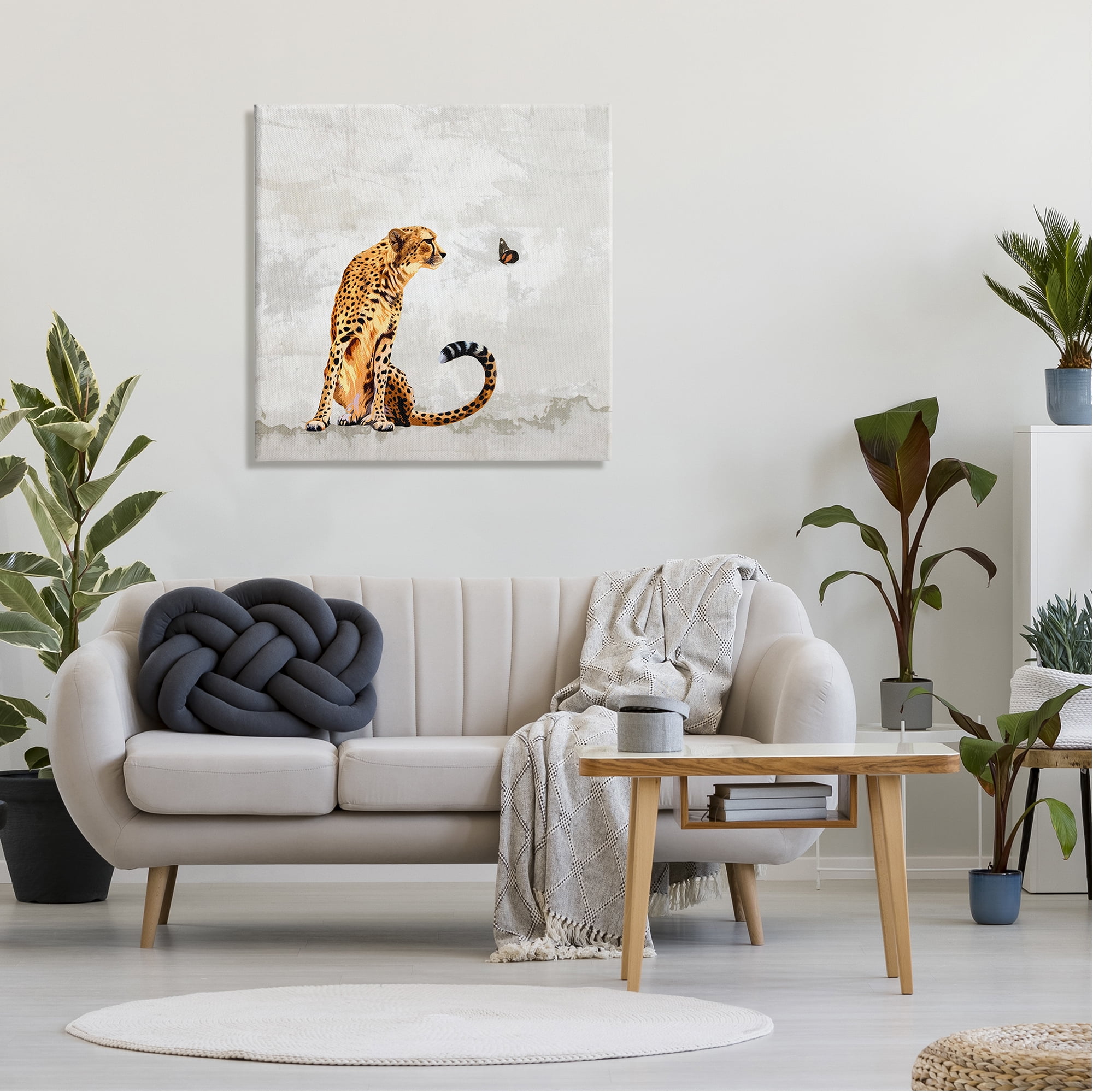 Stupell Cheetah & Butterfly Abstract Nature Animals & Insects Painting Gallery Wrapped Canvas Print Wall Art
