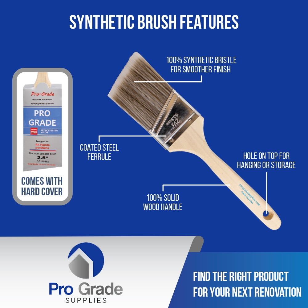 Pro Grade Premium Paint Brushes, 2.5-inch Angle Brush, 12 Pack Paint Brush Set