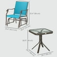 thumbnail image 3 of Outsunny 3 Piece Patio Rocking Chair Set Outdoor Glider Set w/ Glass Table, 3 of 10