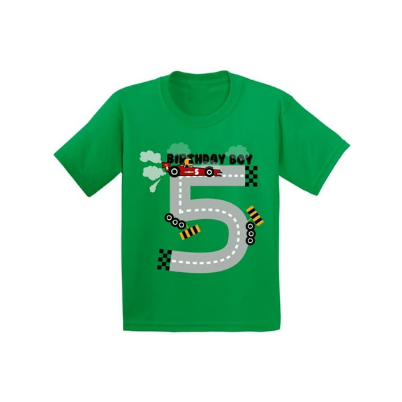 Awkward Styles Birthday Boy Race Car Youth Shirt Race Car Birthday Party for Boys Funny Birthday Gifts for 5 Year Old 5th Birthday T Shirt Fifth Birthday Outfit Race Car Tshirt for Birthday Boy