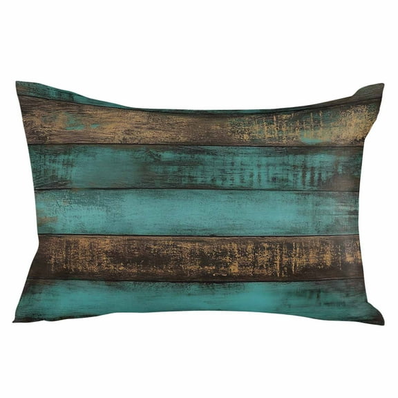 Vintage Teal Stripe Throw Pillow Cover 12 x 20 Inch Decorative Pillow Cover Farmhouse Shabby Turquoise Lumbar Pillowcase Seasonal Rectangle Cushion Case for Couch Sofa Bed Living Room