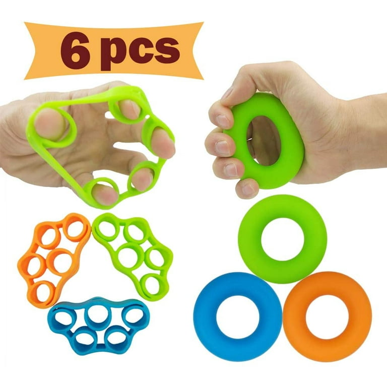 6 or 3 Pieces Finger Stretcher Hand Resistance Bands Hand Extensor Exerciser Finger Grip Strengthener Strength Trainer Gripper Set for Arthritis Carpal Tunnel Exercise Guitar and Rock Climbing Walmart...