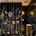 thumbnail image 3 of Vintage Boho Floral Shower Curtain with Hooks, Black & Gold Floral Bathroom Curtain, Waterproof Farmhouse Decor, 3 of 9