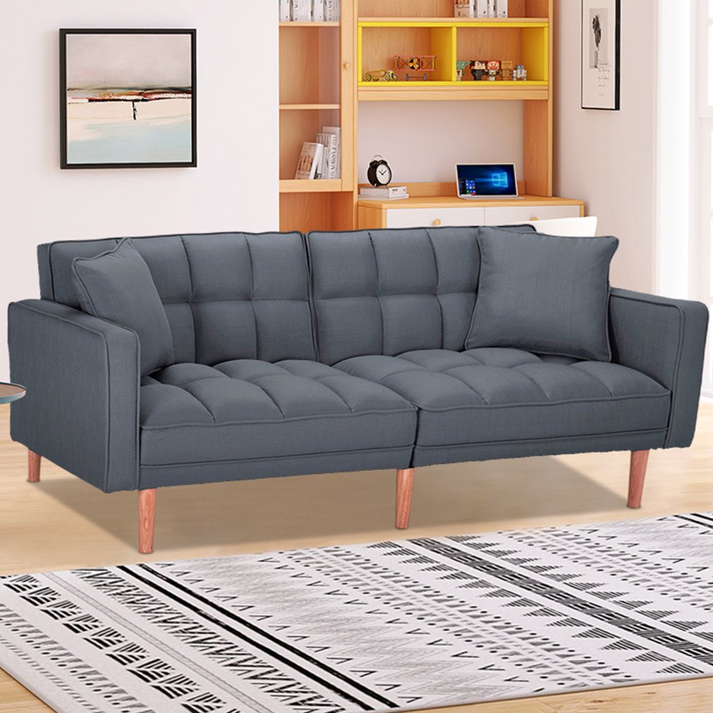 SEVENTH Dark Gray Couch, Futon Convertible Sofa Bed, Modern Fabric Sofa