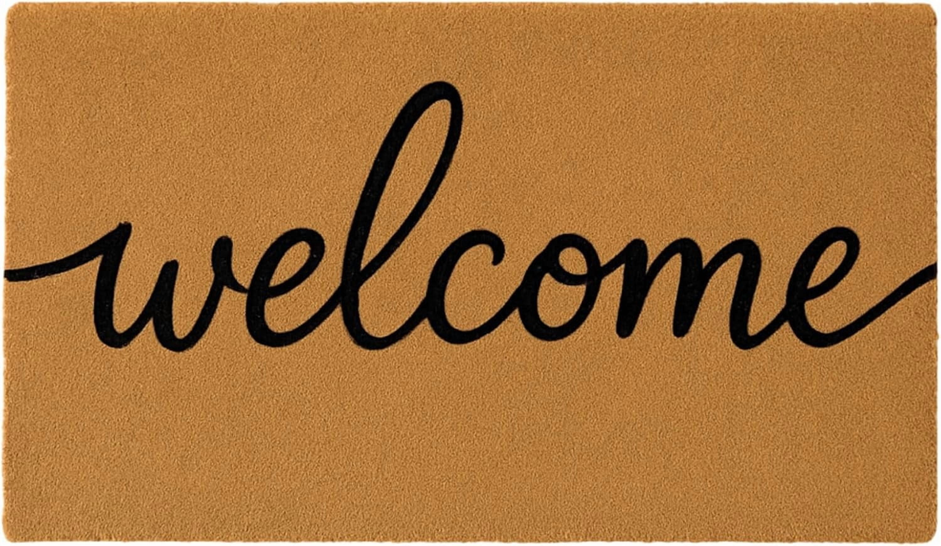 Casafoyer Welcome Coir Doormat, Outdoor Front Door Mat with Non-Slip Backing, Durable Entrance Rug for Porch & Patio, 30 x 17 Inch