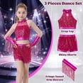 thumbnail image 3 of LOLANTA Girls Sequin Dance Outfit Crop Sequin Top Metallic Shorts with Tassel Arm Sleeves 5-18 Years Recital Costumes, 3 of 8