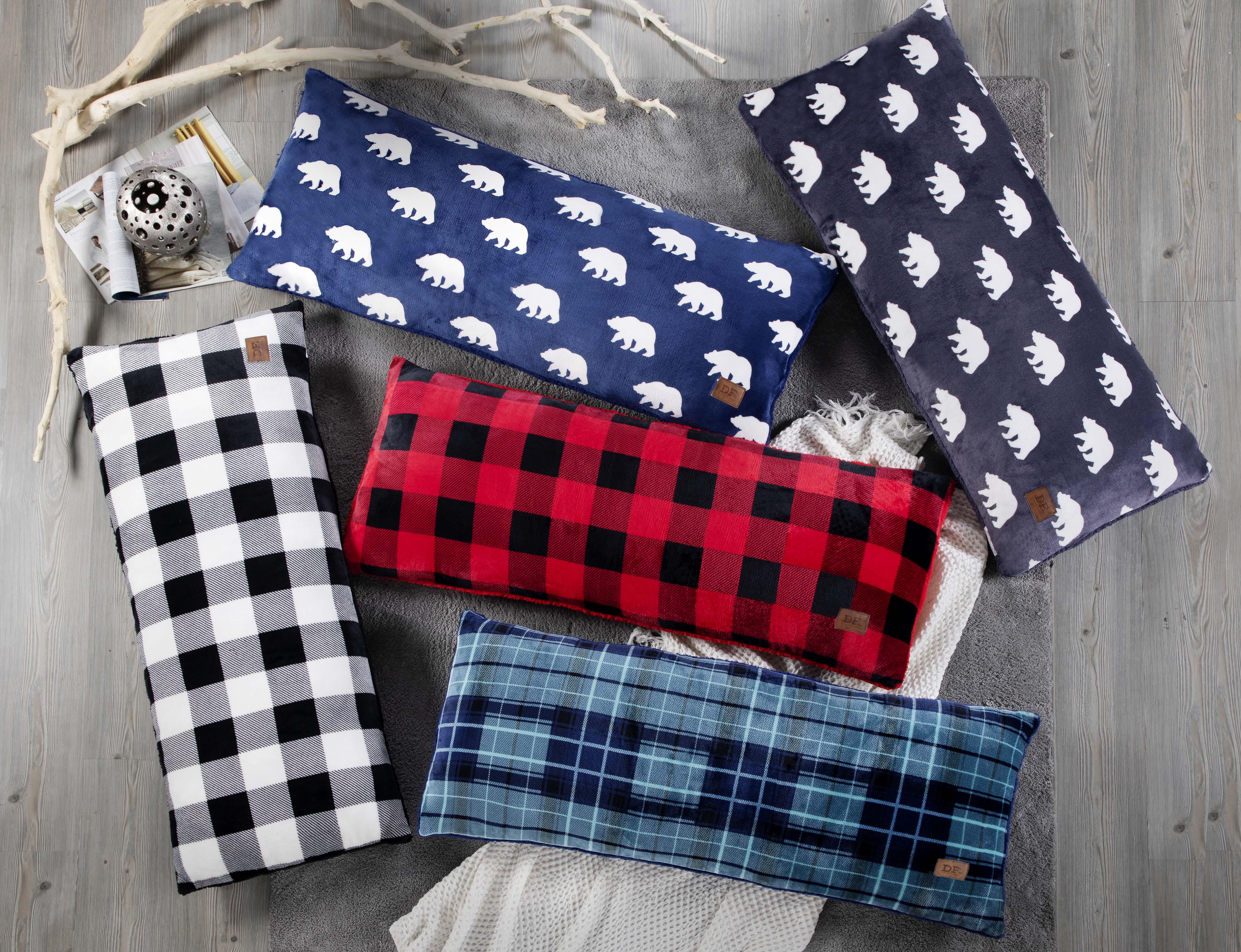 Dearfoams Royal Plush Reverse to Super Soft Sherpa Body Pillow, 20" x