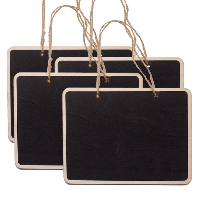 4 PCS Mini Tableaux Rectangulaires Suspendus Tableau Noir Double Face Numéro de Table de Fête de Mariage Place Tag Message Board Signes Mémo Board