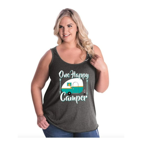 Women's Plus Size Tank Top - ONE HAPPY CAMPER