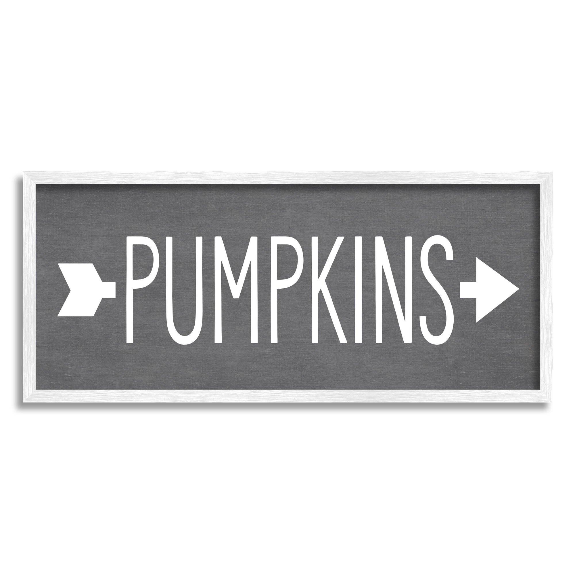 Stupell Industries Pumpkins Rustic Seasonal Autumn Arrow Pointing Sign Graphic Art White Framed Art Print Wall Art, Design by Lettered and Lined