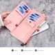 thumbnail image 5 of Billetera delgada de doble panel con cierre con cremallera, estuche para tarjetas múltiples, rosa, 5 of 6