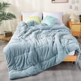 thumbnail image 5 of DOMDEC Luxury Flannel Fleece Comforter with Plush Sherpa Back - Faux Fur Blanket, Winter Warmth, Cloud Blue Queen Size 90x90 Inches, 5 of 7