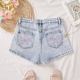 thumbnail image 2 of CPNG Teen Girls Slim Fit Jeans Shorts Summer Bow Embroidered Pocket Short Jeans Outerwear Casual Shorts(Light Blue,15 Years), 2 of 8