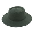 thumbnail image 2 of Helii Straw Fedora Hat for Men Women – Wide Brim Summer Beach Sun Hat, Breathable Lightweight Woven Straw Panama Cap, Unisex Foldable Outdoor Travel Hat with Flat Top Blackish Green,One Size, 2 of 3