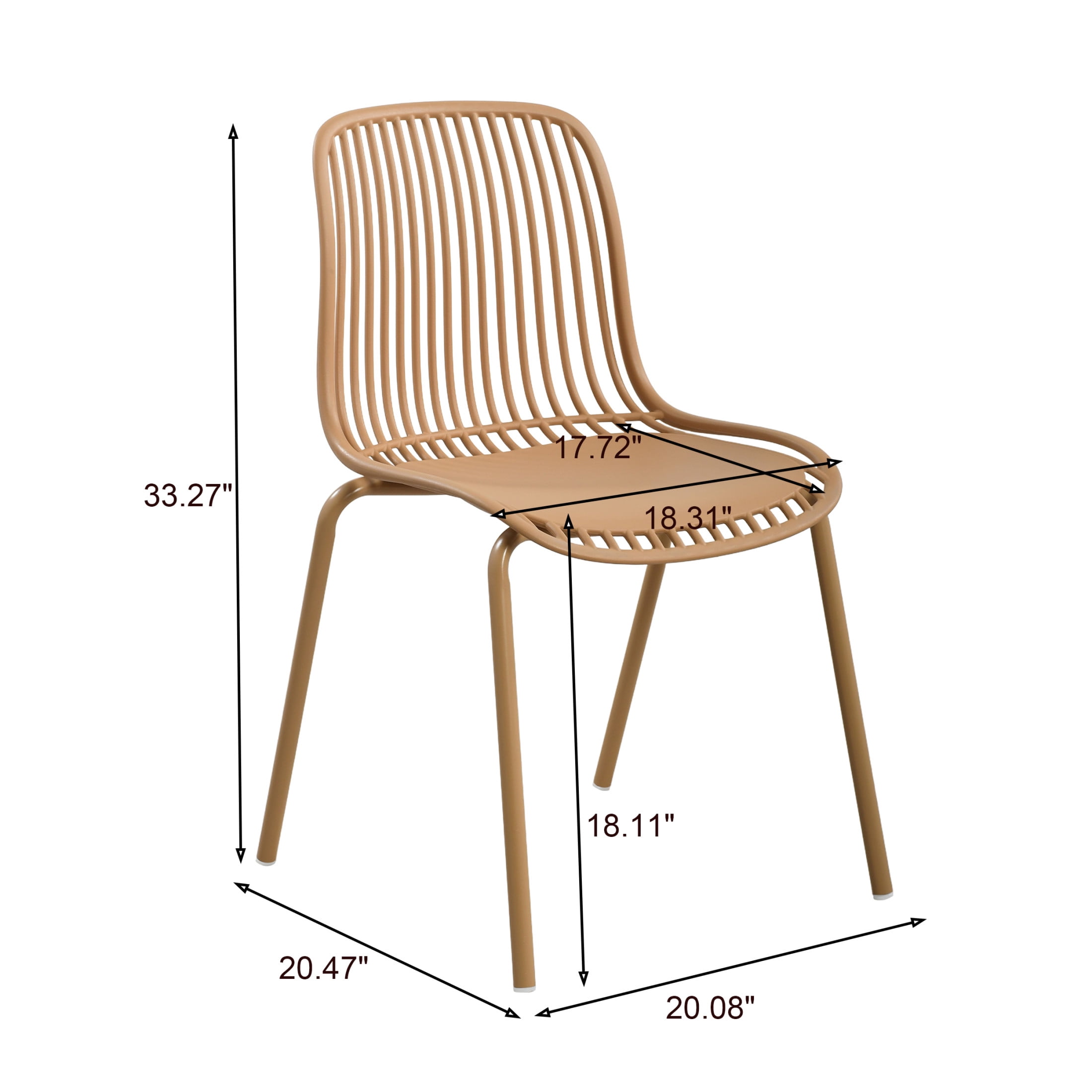 Christopher Knight Home Modern Plastic Outdoor Dining Chairs with Iron Legs, Yellow Brown, Set of 2