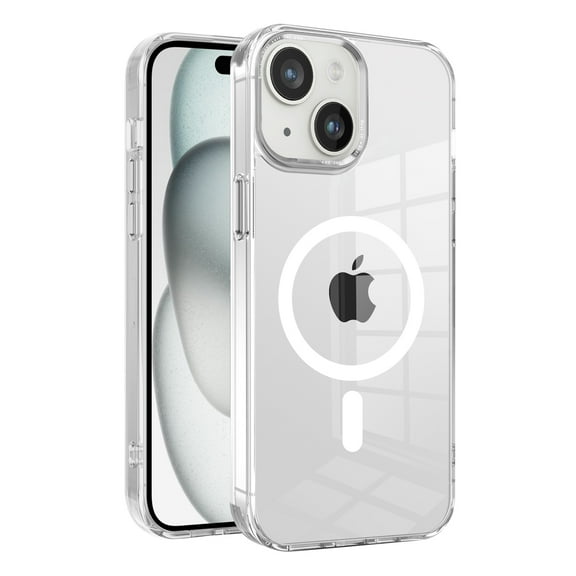 Feishell Clear Magnetic Case for iPhone 15 Plus, Compatible with MagSafe Charging, Drop Protection Shockproof Slim Thin Anti-yellowing Transparent Anti-Scratch Phone Case,White