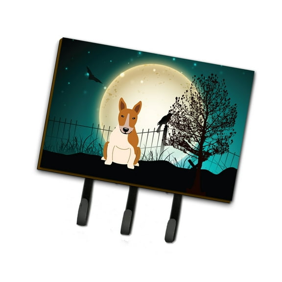 Halloween Scary Bull Terrier Red White Leash or Key Holder