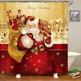 thumbnail image 2 of Newhomestyle Red Christmas Santa Claus Polyester Shower Curtain for Winter Holiday Bathroom 72"x72", 2 of 6