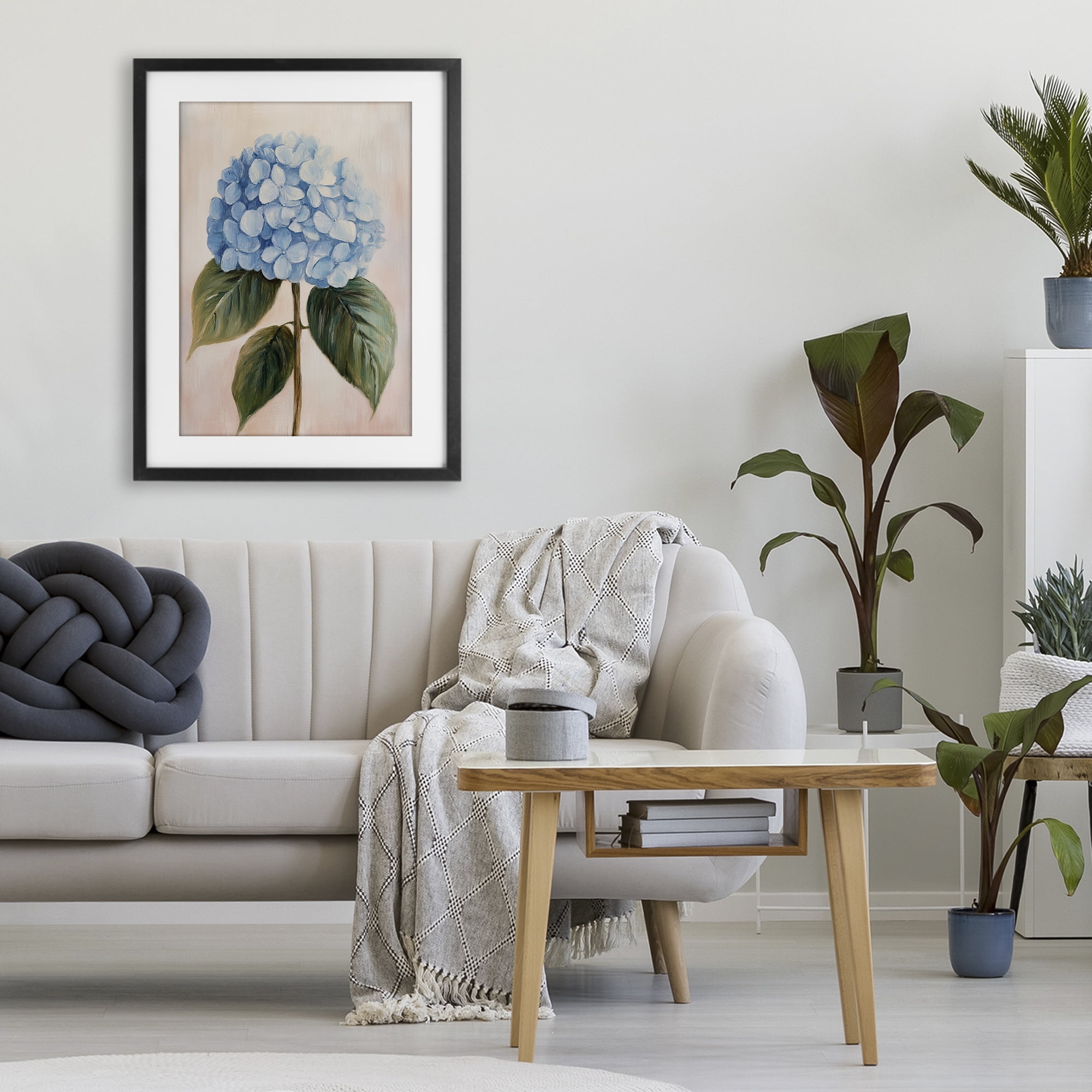 Stupell Industries Baby Blue Hydrangea Black Framed Print Under Glass, design by Petal Prints Design
