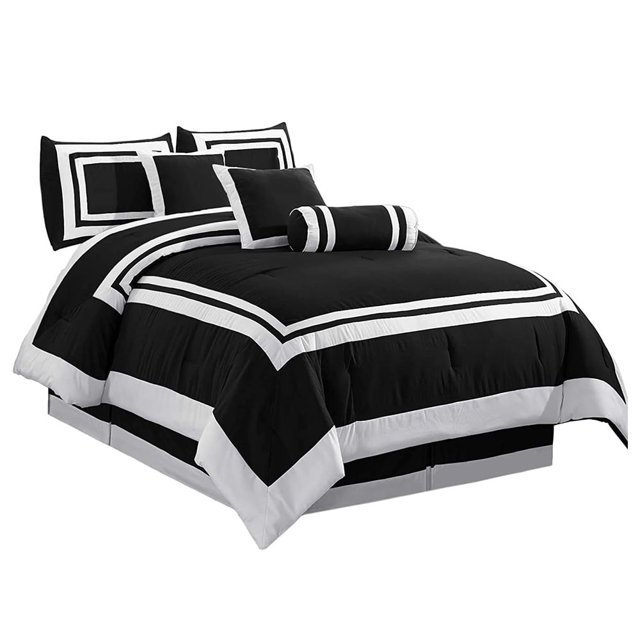 Ensemble de Couette Générique, 7 Pcs, Design Bicolore, Grand Lit