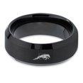 thumbnail image 2 of Tungsten Dog Hurdling Jumping Through Obstacles Band Ring 8mm Men Women Comfort Fit Black Beveled Edge Brushed Polished, 2 of 4