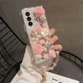 thumbnail image 2 of for Samsung Galaxy A16 5G Case,Cute Bling Glitter Sparkle Stunning Stones Diamond Rhinestone 3D Handmade Pearl Rose Flower with Wrist Lanyard for Women Girly for Galaxy A16 (Pink), 2 of 9