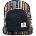thumbnail image 4 of Mini Hemp Backpack Bag - Blue Boho Eco Friendly Unisex Rustic Durable, 4 of 7