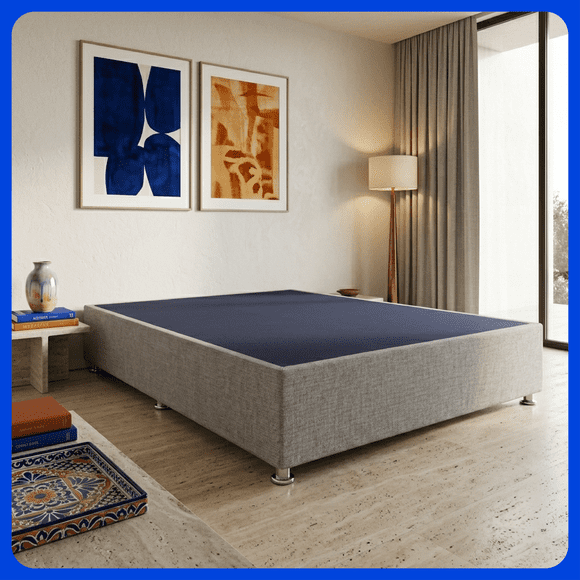 LASE Muebles Base para Cama Box Matrimonial Resistente para Colchón Tapiz Lino Oxford