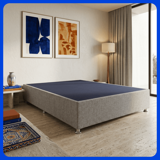 LASE Muebles Base para Cama Box Matrimonial Resistente para Colchón Tapiz Lino Oxford