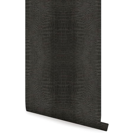 Crocodile Peel and Stick Wallpaper (Black, Single Sheet - 2x9 Feet)