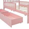 thumbnail image 2 of Twin Size Wood Platform Bed with Guardrails & 2 Storage Drawers, Space-Saving Kids/Teens Bed, Sturdy Pinewood Frame, 2 of 7