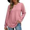 thumbnail image 4 of DondPO Womens Tunic Tops，Womens Sweatshirt Crewneck Long Sleeve Shirts High Low Tops Curved Hem Women Sweatshirts No Hood，Womens Fall Tops，Tops for Women Trendy Pink S Clearance！, 4 of 4