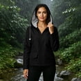 thumbnail image 3 of Sheghy Womens Color Thin Jacket Sunscreen Waterproof Outdoor Hiking Sports Drawstring Long Sleeve Hooded Jacket Coat Black S, 3 of 9