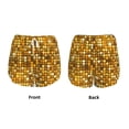 thumbnail image 3 of Balery Bright Shiny Golden Pantalones cortos deportivos para mujer con forro y dos bolsillos, elásticos, para entrenamiento, gimnasio, yoga-Large, 3 of 7