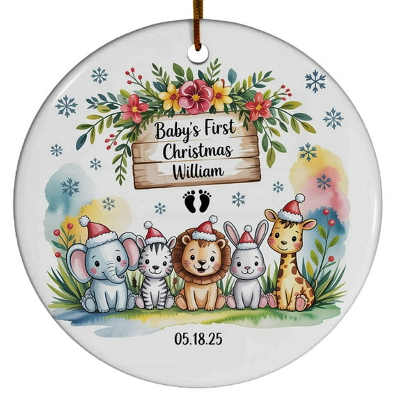 Baby's First Christmas Animal Woodland Ornament Gift for Newborn New Parent Baby Boy Girl, Baby 1st Christmas Ornament 2025