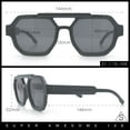 thumbnail image 2 of Hipster Octagonal Double Bridge Thick Bevel Plastic Racer Sunglasses All Black, 2 of 5