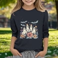 thumbnail image 6 of WAVSUF Kids Kids Girls Halloween Shirt, 3/4 Sleeve Cartoon Printed Crew Neck Festive Vacation Fall Top Gray 5, 6 of 6