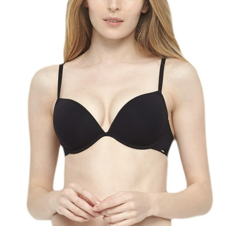 BeMe NYC Women s Essensuals Plunge Light Push Up Bra 36C Pitch Black