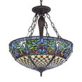 thumbnail image 2 of Metal Inverted Ceiling Pendant with Tiffany Style Glass Shade, Multicolor, 2 of 3