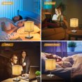 thumbnail image 4 of Shineslay Modern Artistic Mini Table Lamp with Grey Square Linen Shade & Metal Base, 3-Gear Dimmable Touch Control, Soft Flicker-Free Light, Safety Switch, 40W Max, US Plug (1 Pack) - Decorative Desk, 4 of 6