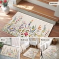 thumbnail image 6 of Watercolor Wildflowers Bathroom Rug Washable 2x3 Entryway Rug Non Slip Farmhouse Botanical Flowers Herbs Front Door Mat Low Pile Indoor Doormat Throw Floor Carpet for Kitchen Bedroom Entrance, 6 of 7
