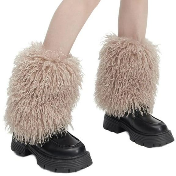 Elegant Ladies Winter Plush Boot Toppers Covers Thicken Warm Furry Fuzzy Leg Warmers Solid Color Long Socks Streetwear