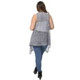 thumbnail image 2 of Women's Plus Size Bohemian Open Front Crochet Bikini Cover Up Sleeveless Draped Shawl Kimono Vest, Grey, Large/X-Large, 2 of 5