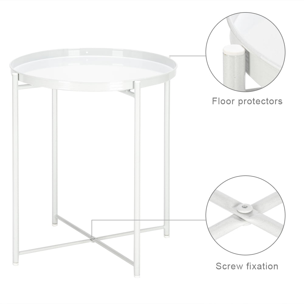 Private Jungle Side Table Round Metal, Outdoor Side Table Small Sofa End Table Indoor Accent Table Round Metal Coffee Table Waterproof Removable Tray Table,White Private Jungle Side Table Round Metal, Outdoor Side Table Small Sofa End Table Indoor Accent Table Round Metal Coffee Table Waterproof Removable Tray Table,White