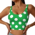 thumbnail image 2 of Picia Green And White Polka Dot Sports Bra for Women,Padded Strappy Sports Bras Medium Support Yoga Bra with Removable Cups,Running Yoga Bra-XX-Large, 2 of 9