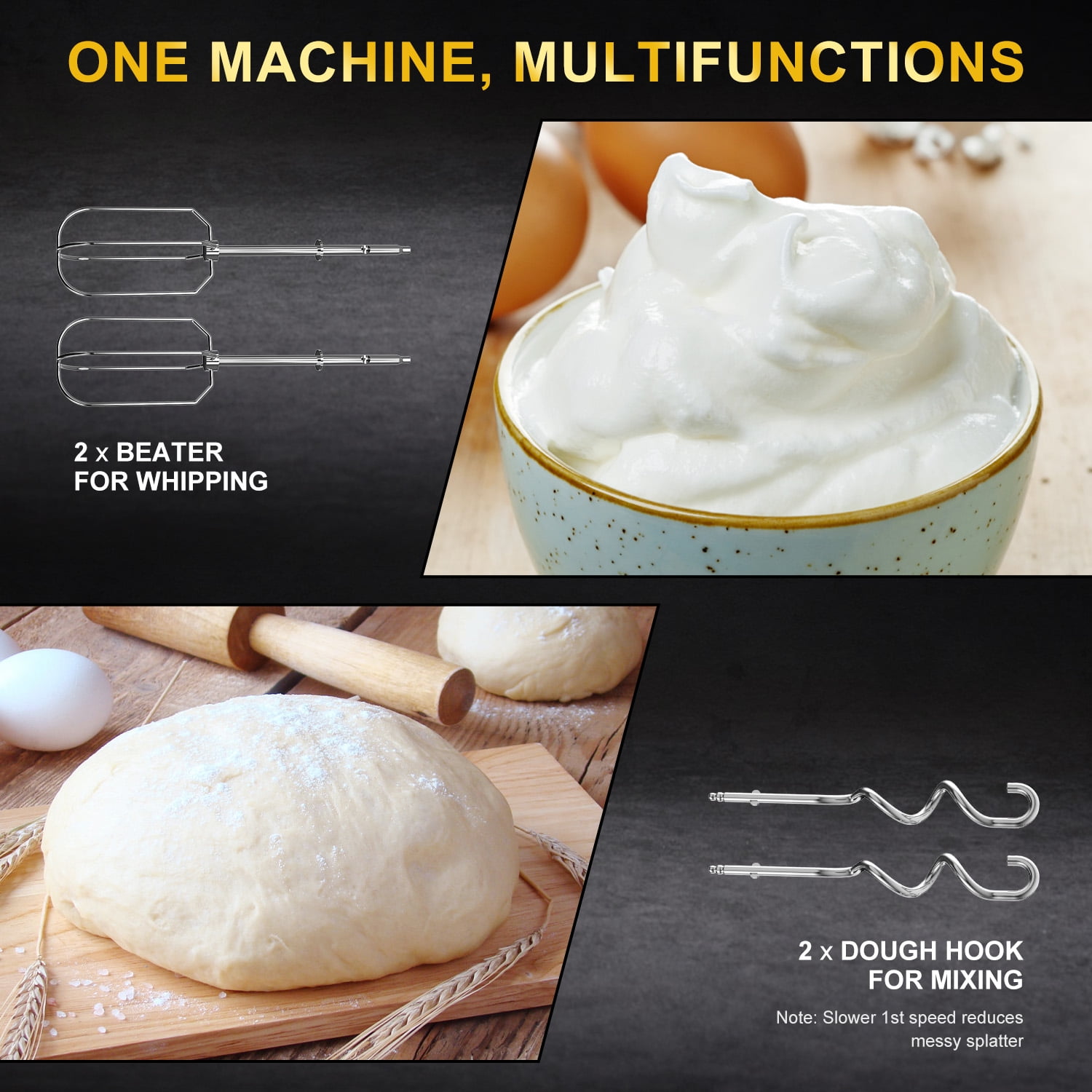 LINKChef Electric Hand Mixer, 5 Speed & Turbo Electric Mixer, Mixers for Kitchen (White)
