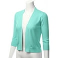 thumbnail image 2 of Cielo Women's 3/4 Sleeve Solid Open Front Cropped Bolero Shurug Light Cardigan, 2 of 5