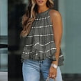 thumbnail image 2 of Ichuanyi Halter Flowy Tops for Women Summer Striped Sleeveless Shirts Blouse Casual Tank Tops Ruffle Hem Tops for Juniors, 2 of 4
